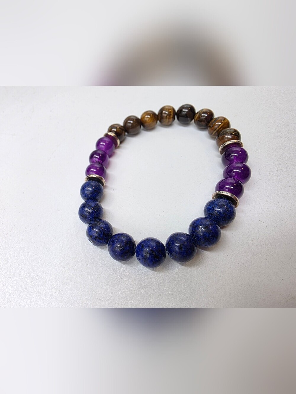 Stretch Beaded Bracelet Lapis Lazuli Amethyst Tiger Eye